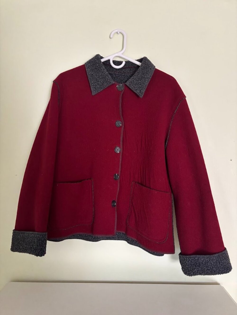 Red sherpa winter coat